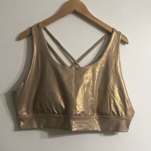 Live well Women’s Sports Bras back crisscross tan gold.2X